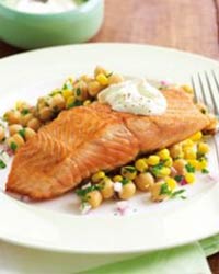Pan Fried Salmon With Chickpea Salad